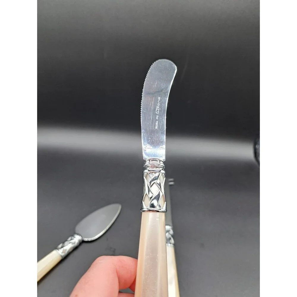 Bugatti For Vietri Mother of Pearl Iridescent Handle Cheese Knife Set of 3